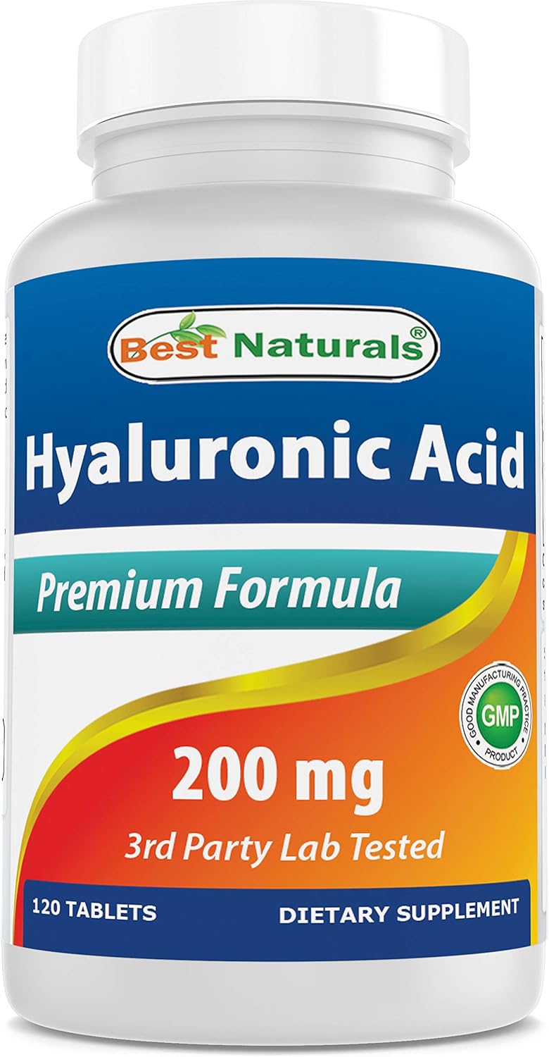 120 Tablets of Best Naturals Hyaluronic Acid 200mg - Non-GMO & Gluten Free for Youthful Skin & Joint Health