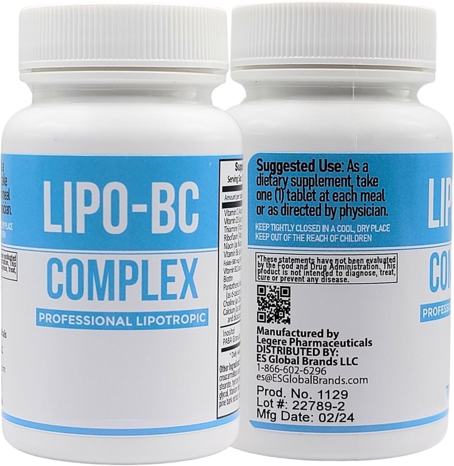 120 Tablets of ES Global Brands Lipotropic B-Complex for Natural Clean Energy and Wellness by Legere Pharmaceuticals
