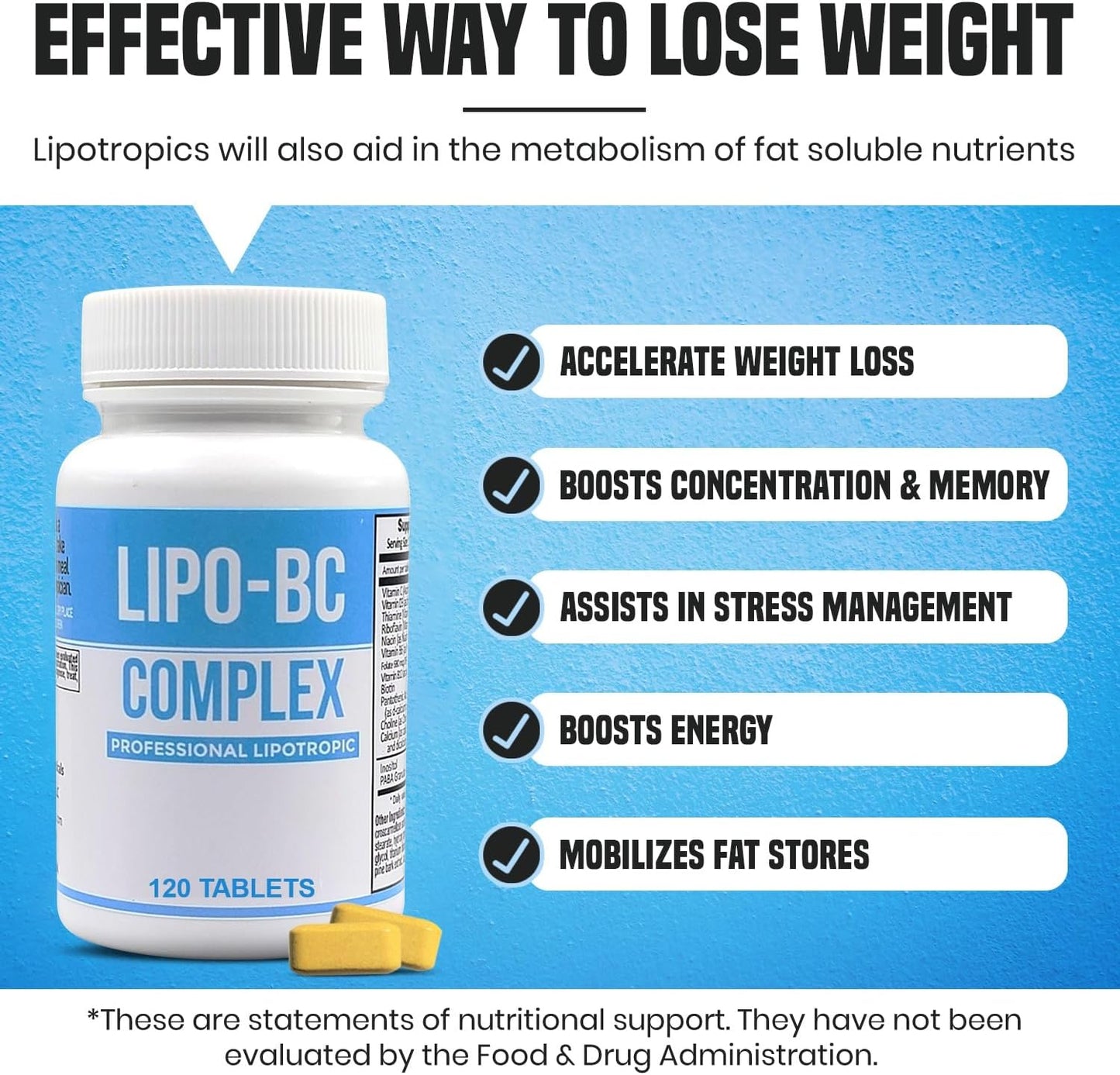 120 Tablets of ES Global Brands Lipotropic B-Complex for Natural Clean Energy and Wellness by Legere Pharmaceuticals