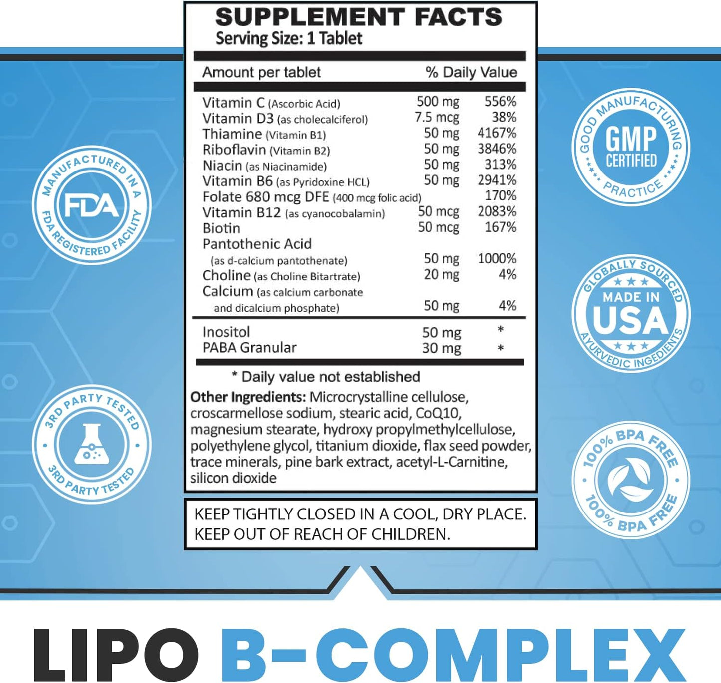 120 Tablets of ES Global Brands Lipotropic B-Complex for Natural Clean Energy and Wellness by Legere Pharmaceuticals
