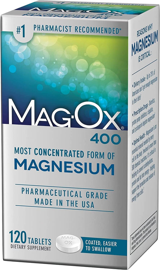 120 Tablets of Mag-Ox 400 Magnesium Supplement - Bulk Pack of 6