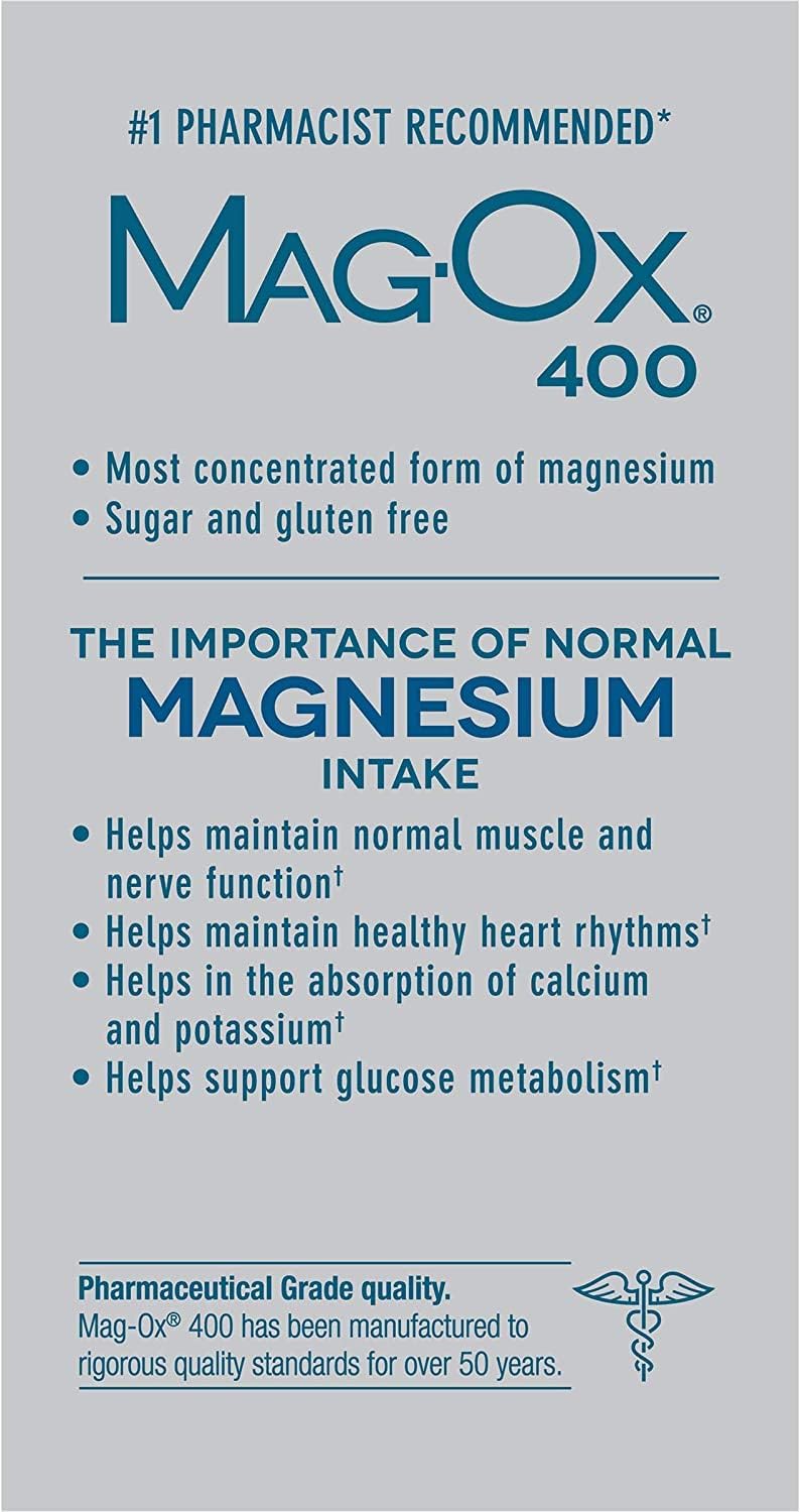 120 Tablets of Mag-Ox 400 Magnesium Supplement - Bulk Pack of 6