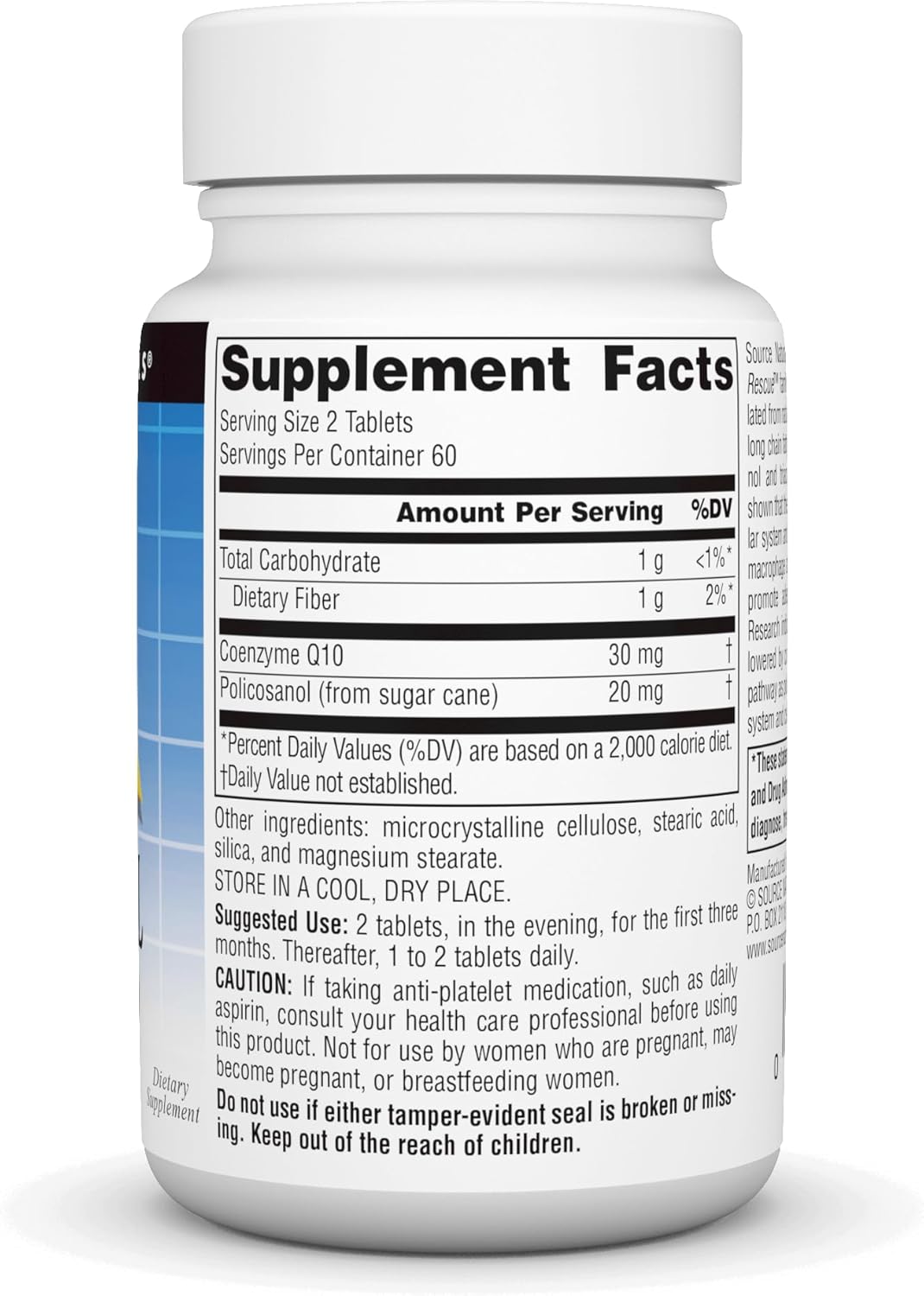 120 Tablets of Source Naturals Policosanol with Coenzyme Q10, 10 Mg - Heart Health Supplement