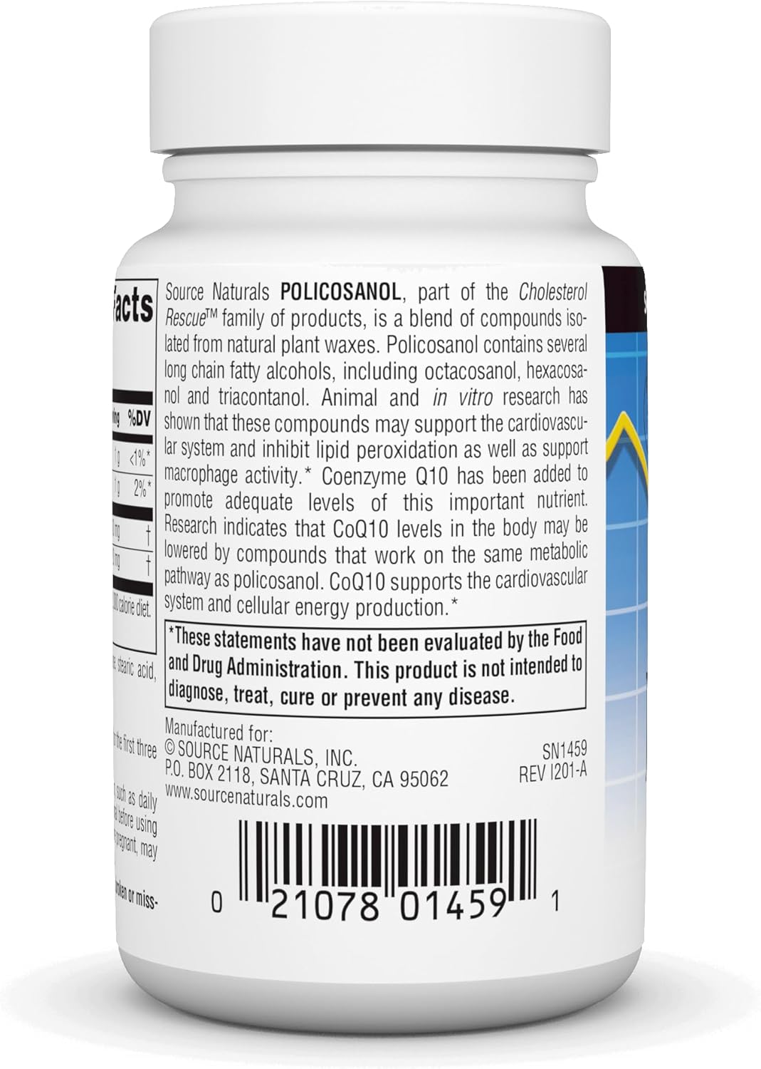 120 Tablets of Source Naturals Policosanol with Coenzyme Q10, 10 Mg - Heart Health Supplement