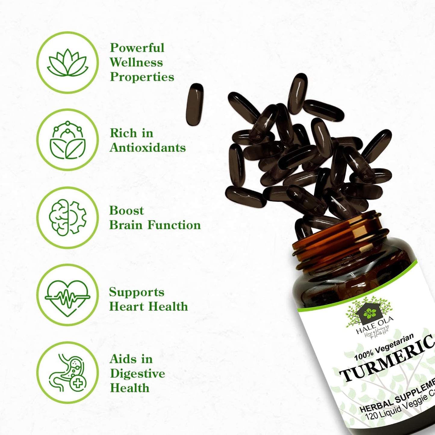 120 Turmeric Curcumin Liquid Capsules with Black Pepper Extract for Joint, Digestion & Immune Support - Non-GMO & Gluten-Free