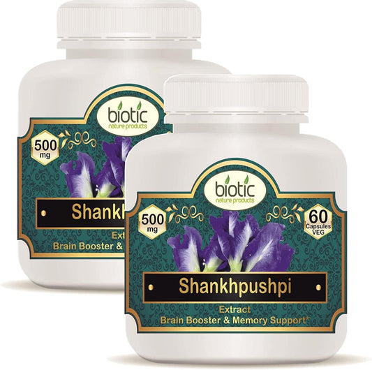 120 Veg Capsules of Veena Biotic Shankhpushpi Extract - 500mg, Pack of 2