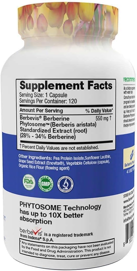 120 Vegan Capsules of Feel Good Superfoods Berberine Phytosome for Improved Wellbeing