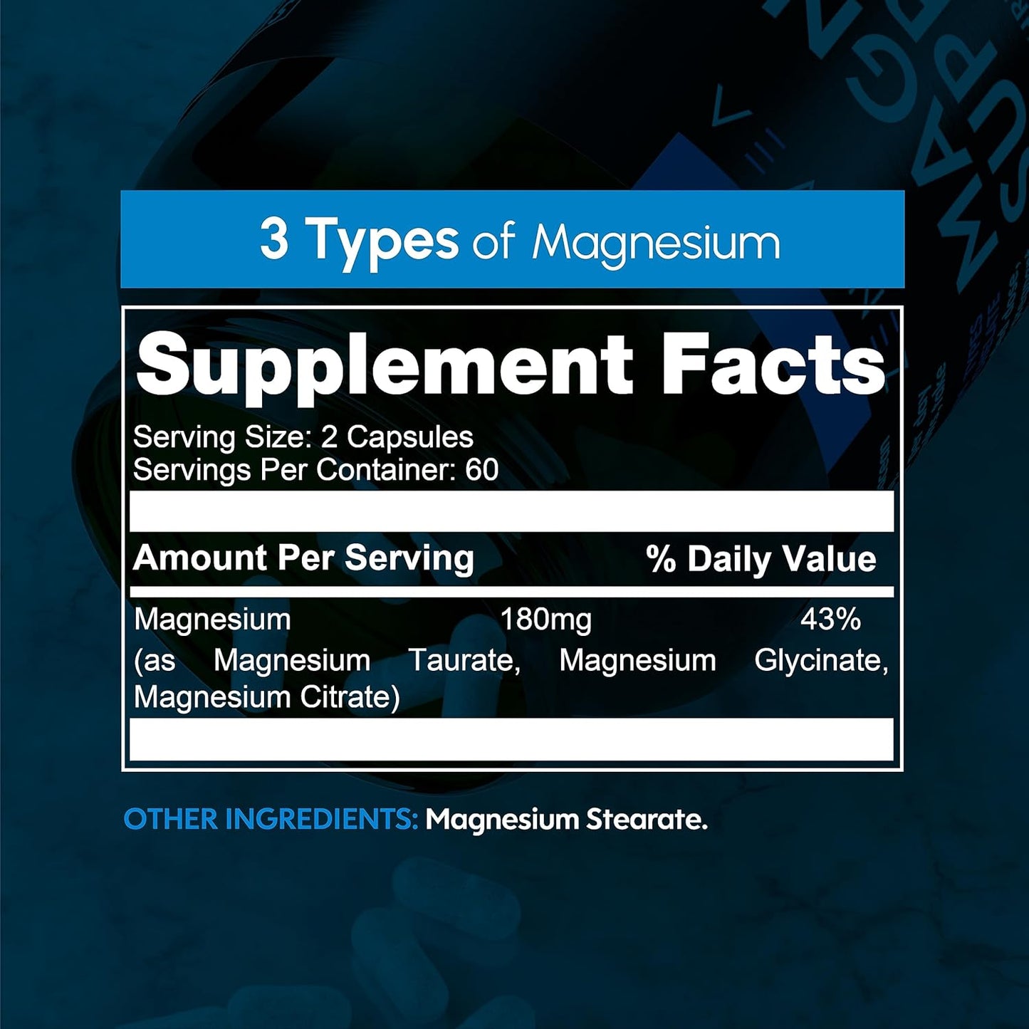 120 Vegan Capsules of Zenavea Triple Magnesium Complex - 180mg Magnesium Glycinate, Taurate, and Citrate - Calm Supplement