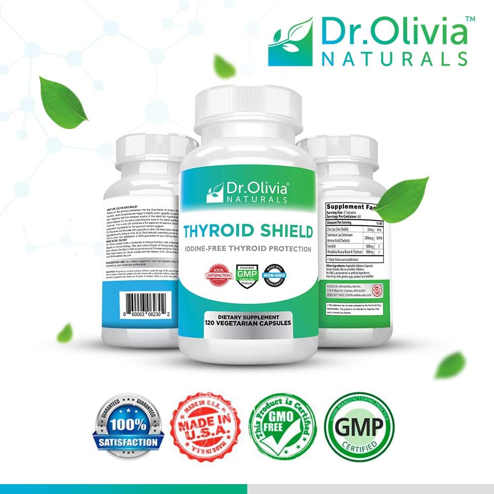 120 Vegetarian Capsules of Dr. Olivia Naturals Thyroid Support Supplement
