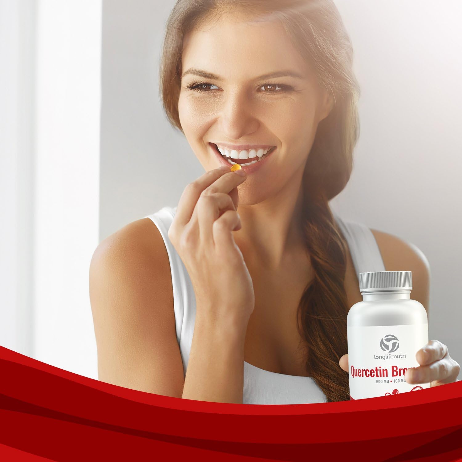 120 Vegetarian Capsules of LongLifeNutri Quercetin 500mg with Bromelain 100mg | Natural Antioxidant Relief Complex | Dihydrate Pure Powder Extract