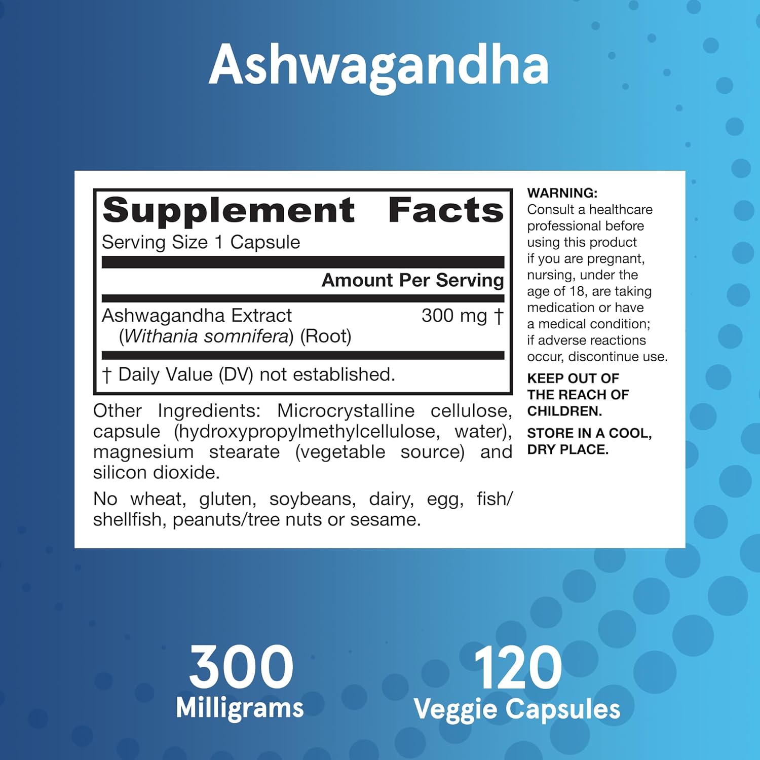 120 Veggie Capsules of Jarrow Formulas Ashwagandha 300 mg - Supports Overall Health, Endurance, and Cognitive Health - 60 Servings in Pack of 12 - Natural Supplement for Fatigue Resistance