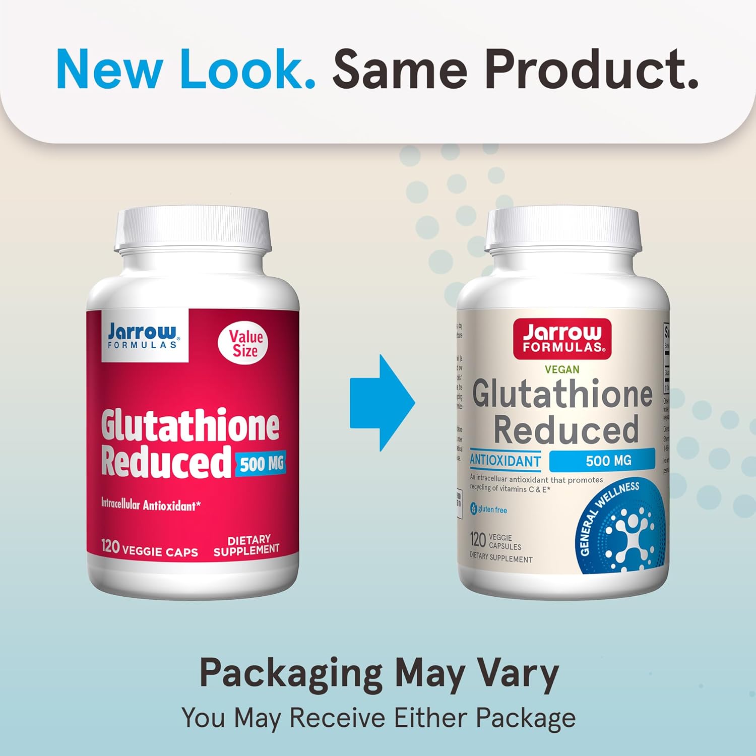 120 Veggie Capsules of Jarrow Formulas Glutathione Reduced 500 mg - Powerful Intracellular Antioxidant for Vitamin C & E Recycling - Non-GMO, Gluten Free, Vegan Formula