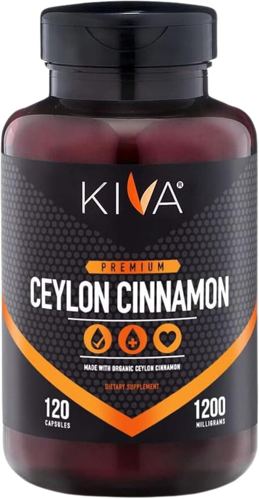 120 Veggie Capsules of KIVA Premium Ceylon Cinnamon Powder - Vegan, Non-GMO, Gluten-Free from Sri Lanka