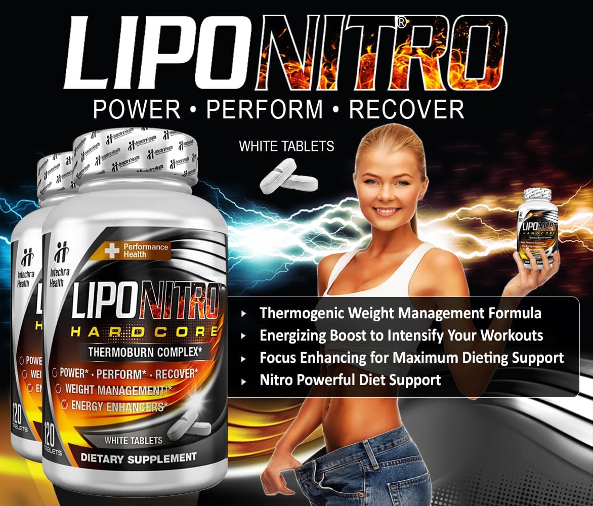 120 White LipoNitro® Thermo-Burn Diet Pills with Nitro Energy Dietary Supplement Made in the USA