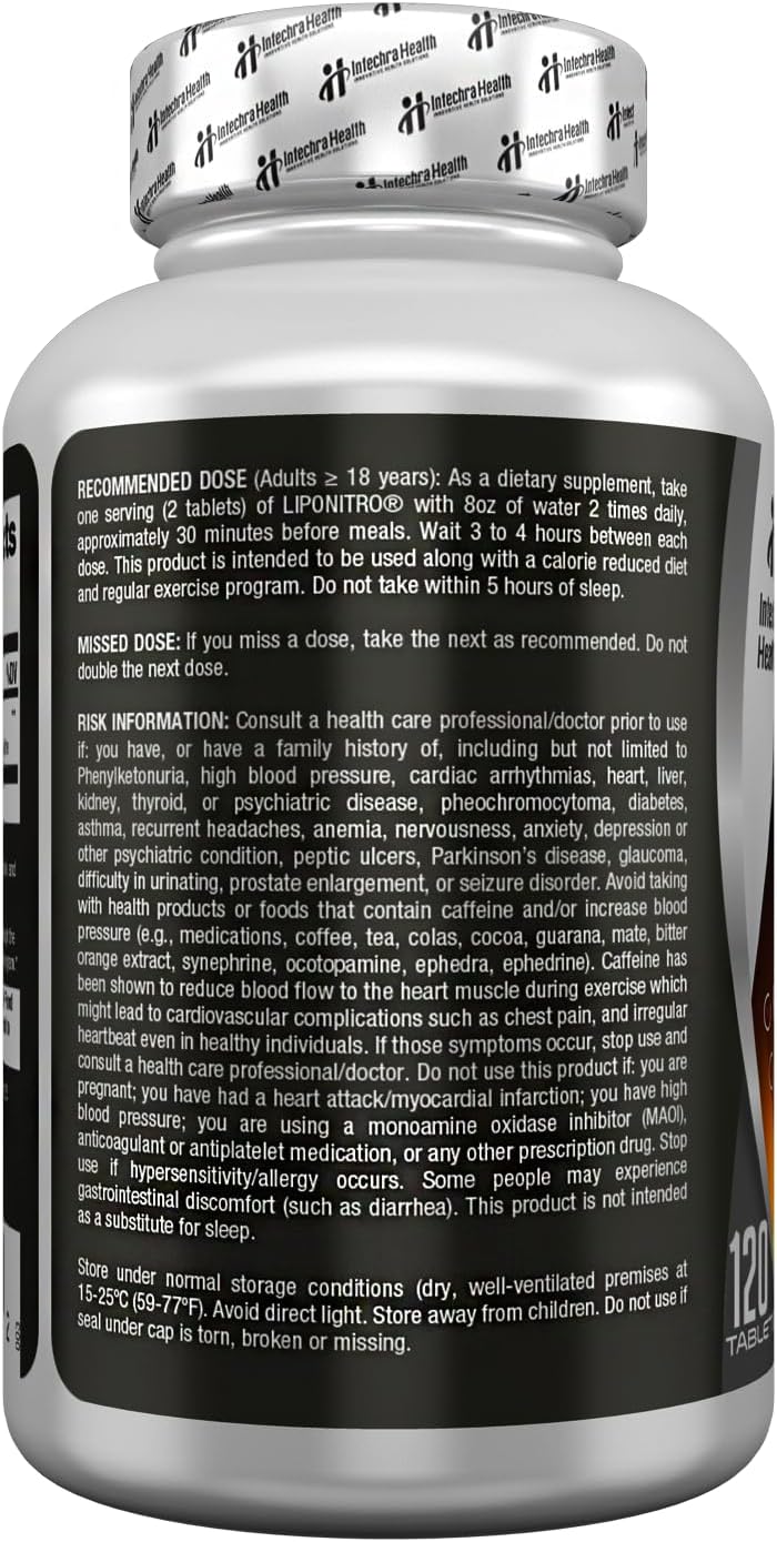 120 White LipoNitro® Thermo-Burn Diet Pills with Nitro Energy Dietary Supplement Made in the USA