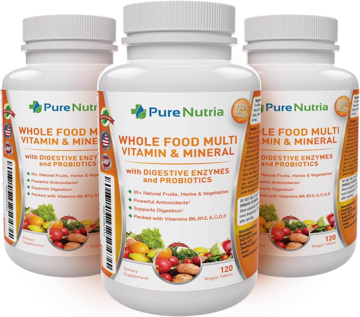 120 Whole Food Multivitamins with Probiotic Enzymes for Men and Women - Rich in WholeFood and Herbal Ingredients - Supports Digestive Health with Powerful Antioxidants