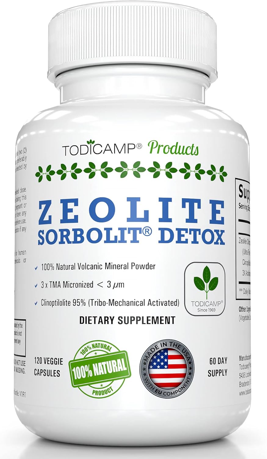 120 Zeolite Capsules for Detox - 2 Month Supply of Clinoptilolite Zeolite Pills - Sorbolit Detox Support