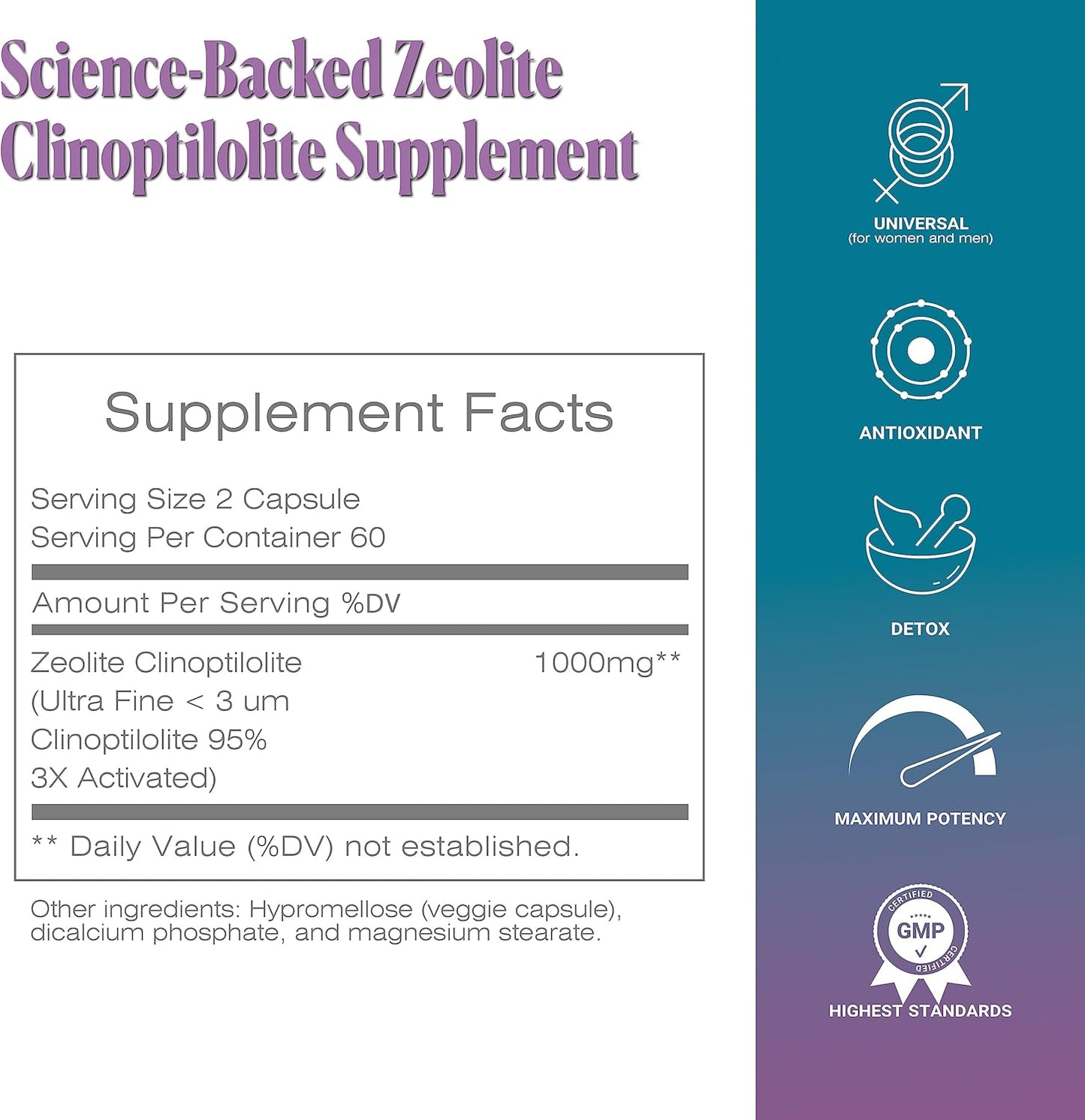 120 Zeolite Capsules for Detox - 2 Month Supply of Clinoptilolite Zeolite Pills - Sorbolit Detox Support