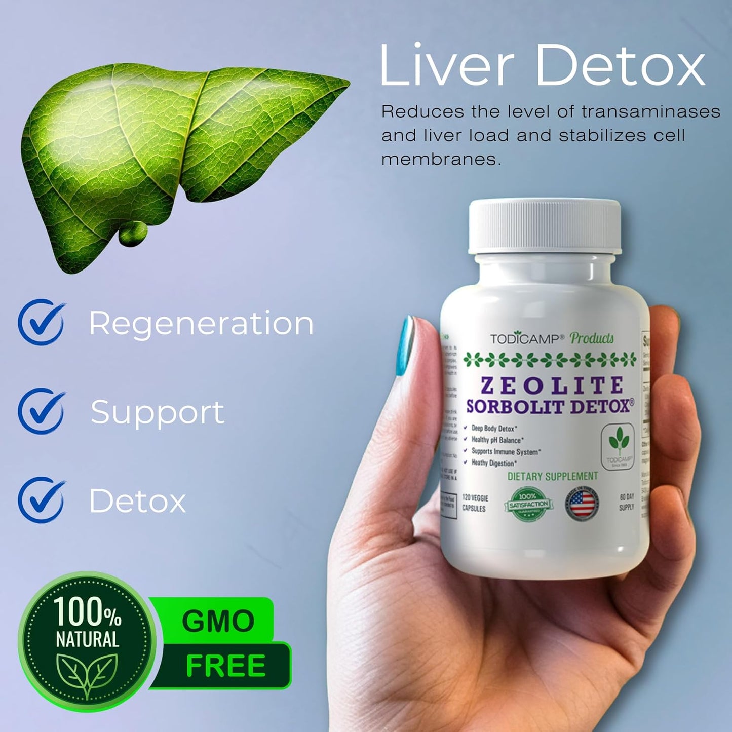 120 Zeolite Capsules for Detox - 2 Month Supply of Clinoptilolite Zeolite Pills - Sorbolit Detox Support