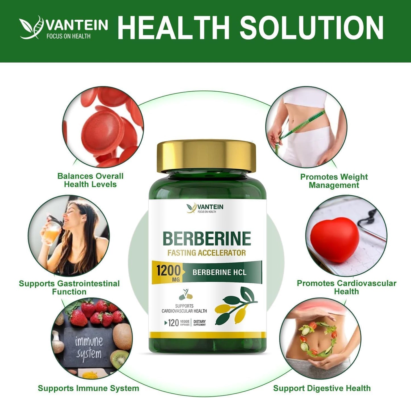 1200 MG Berberine Supplement with Alpha Lipoic Acid for Enhanced Absorption - 120 Capsules for Lipid Metabolism and Immune Support in Men & Women - 40-Day Supply