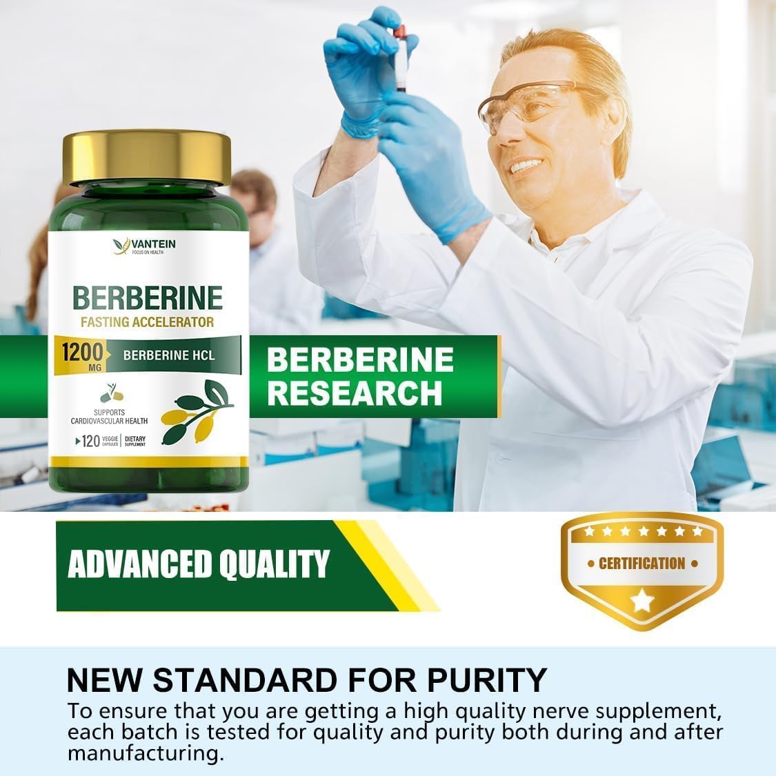 1200 MG Berberine Supplement with Alpha Lipoic Acid for Enhanced Absorption - 120 Capsules for Lipid Metabolism and Immune Support in Men & Women - 40-Day Supply