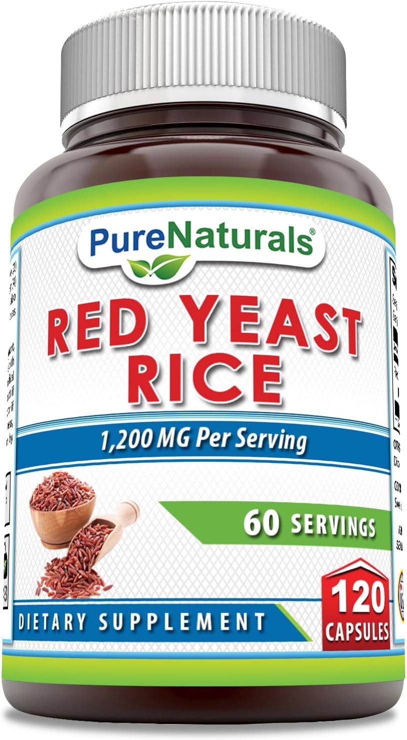 1200 Mg Red Yeast Rice Supplement - 120 Capsules | Pure Naturals | Non-GMO & Gluten Free | Made in USA