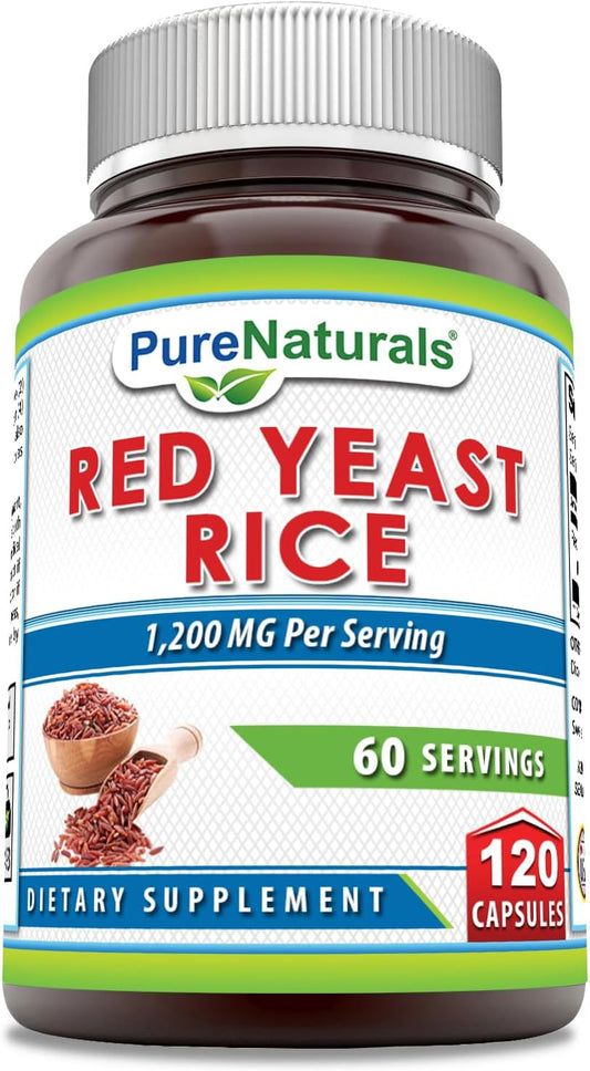 1200 Mg Red Yeast Rice Supplement - 120 Capsules | Pure Naturals | Non-GMO & Gluten Free | Made in USA