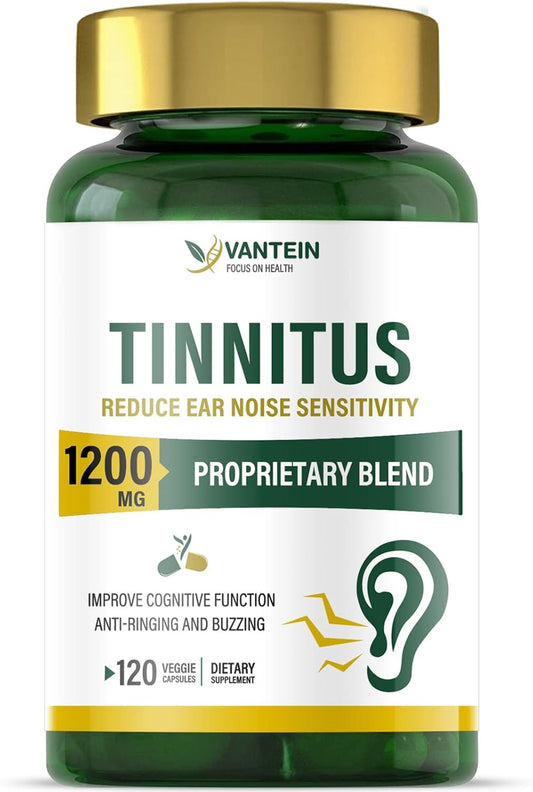 1200 MG Tinnitus Relief Capsules - 120 Count for Ear Health | Supports Hearing & Pain Relief | Vitamins for Men & Women | 60-Day Supply