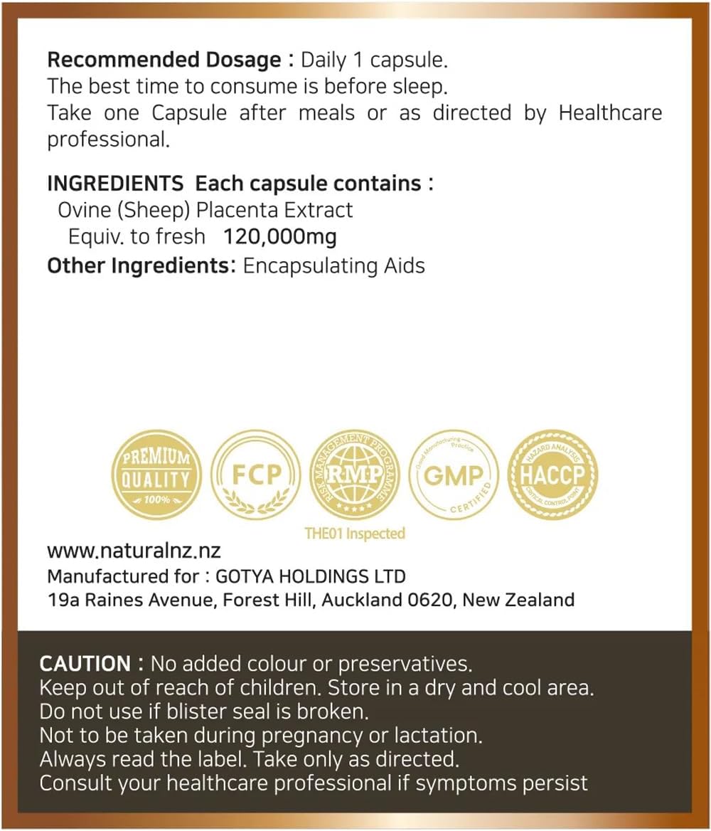 120,000mg New Zealand Placenta Stem+ 90 Vege Capsules - Natural NZ Supplement