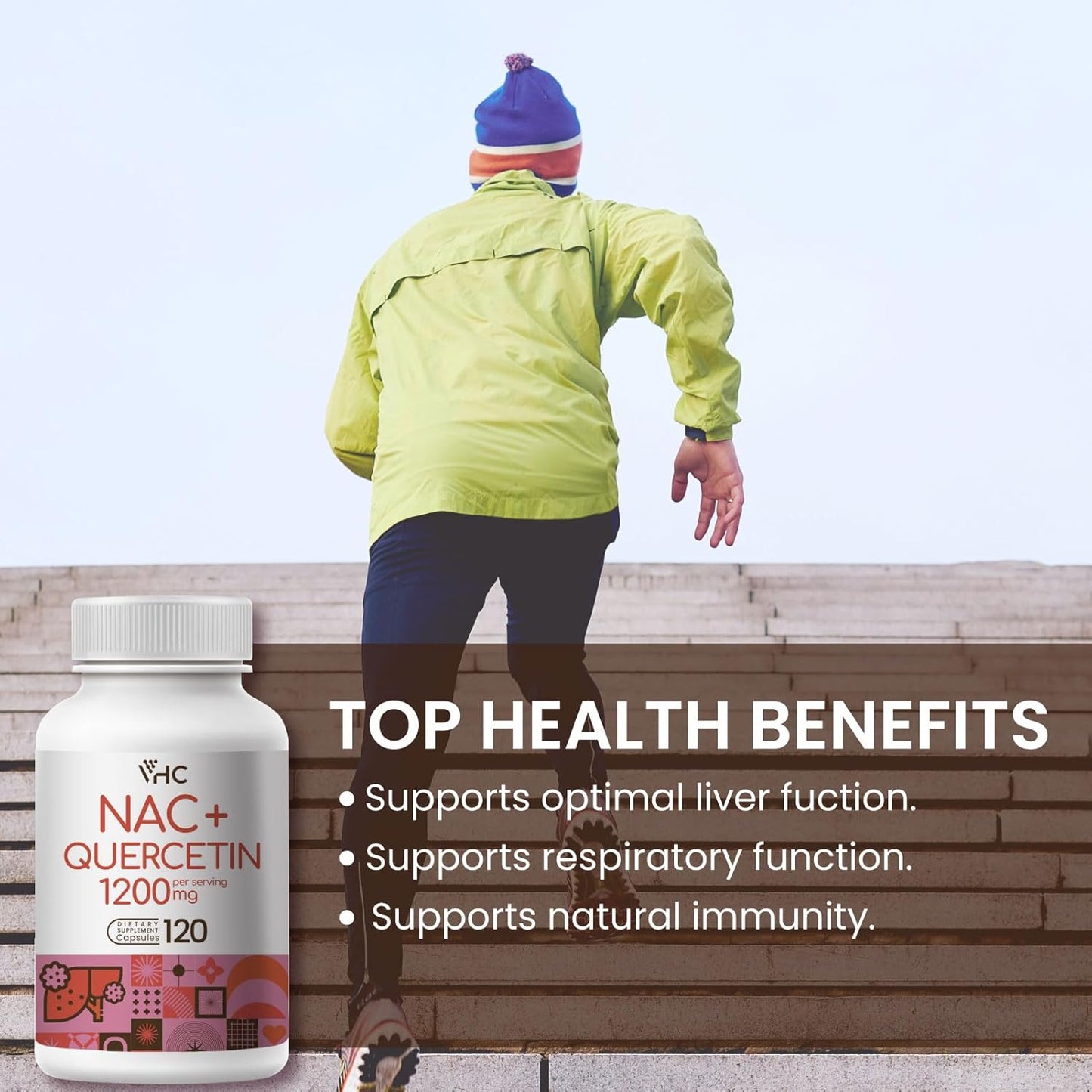 1200mg Acetyl L-Carnitine with Quercetin Supplement for Respiratory, Liver & Immune Support - Made in USA