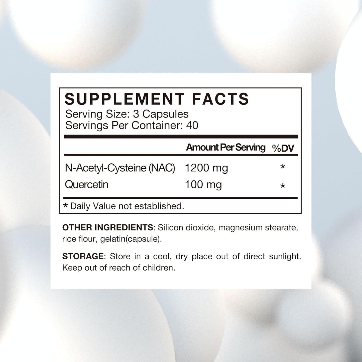 1200mg Acetyl L-Carnitine with Quercetin Supplement for Respiratory, Liver & Immune Support - Made in USA