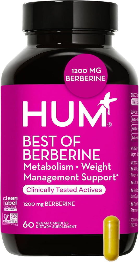 1200mg Berberine Supplement with BioPerine for Metabolic Wellness - Enhanced Potency (60 Capsules)