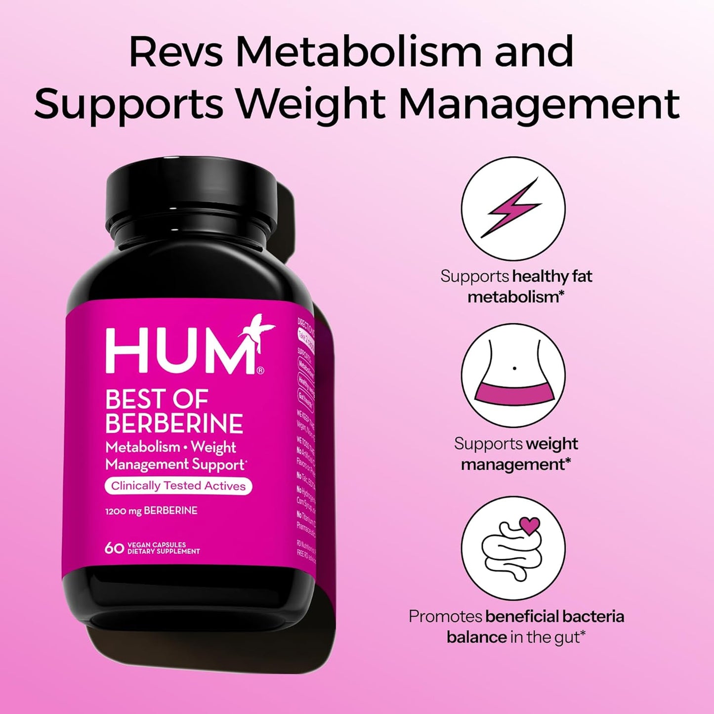 1200mg Berberine Supplement with BioPerine for Metabolic Wellness - Enhanced Potency (60 Capsules)