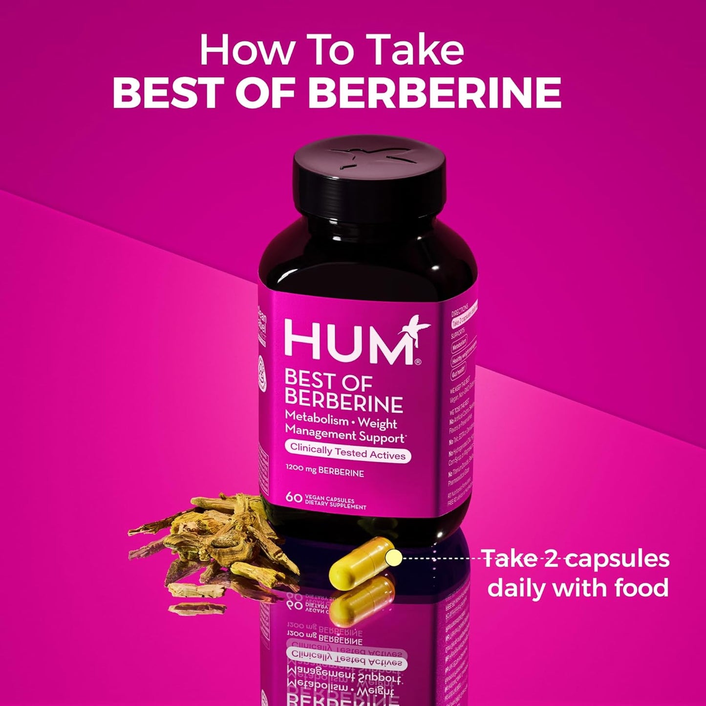 1200mg Berberine Supplement with BioPerine for Metabolic Wellness - Enhanced Potency (60 Capsules)