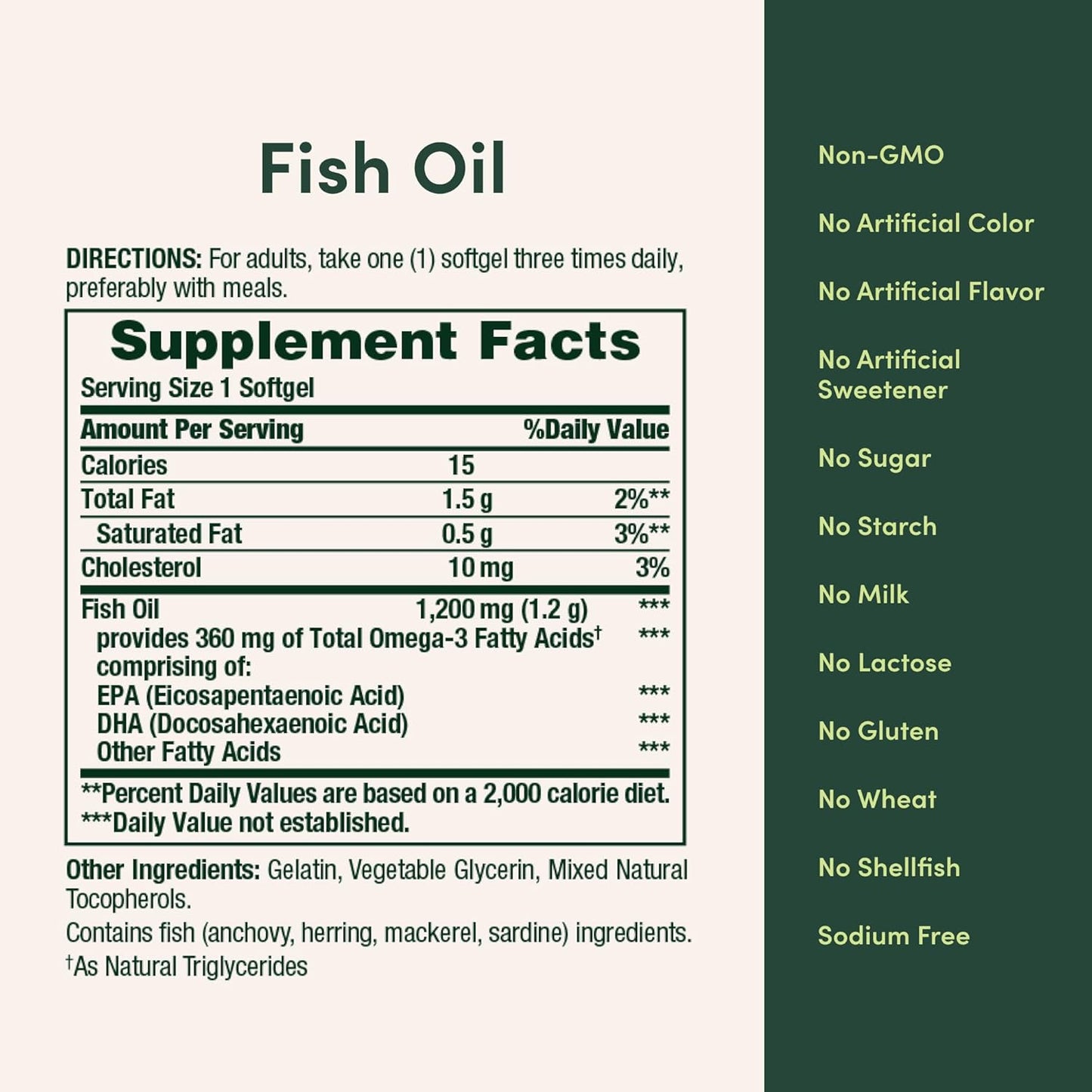 1200mg Fish Oil Softgels for Heart Health - 200 Ct, 360mg Omega-3, Rapid Release Formula