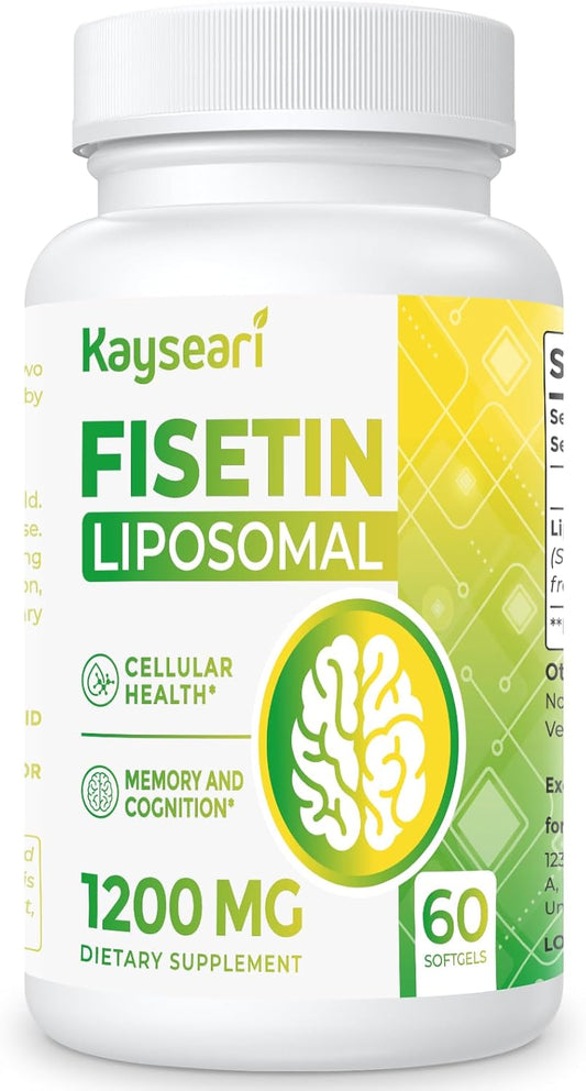 1200mg Liposomal Fisetin Supplements - High Purity Antioxidants for Immunity, Cognitive Support - Non-GMO - 60 Capsules