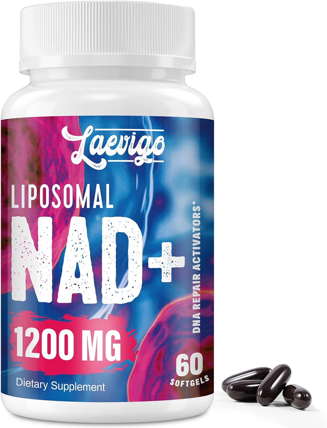 1200mg Liposomal NAD+ Supplement for Enhanced Absorption and Energy Support - 60 Softgels