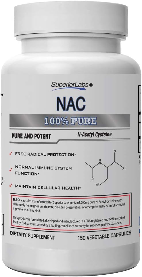 1200mg NAC Dietary Supplement with Selenium - Free Radical Protection & Immune Support - 150 Veg Capsules - Cellular Health Support