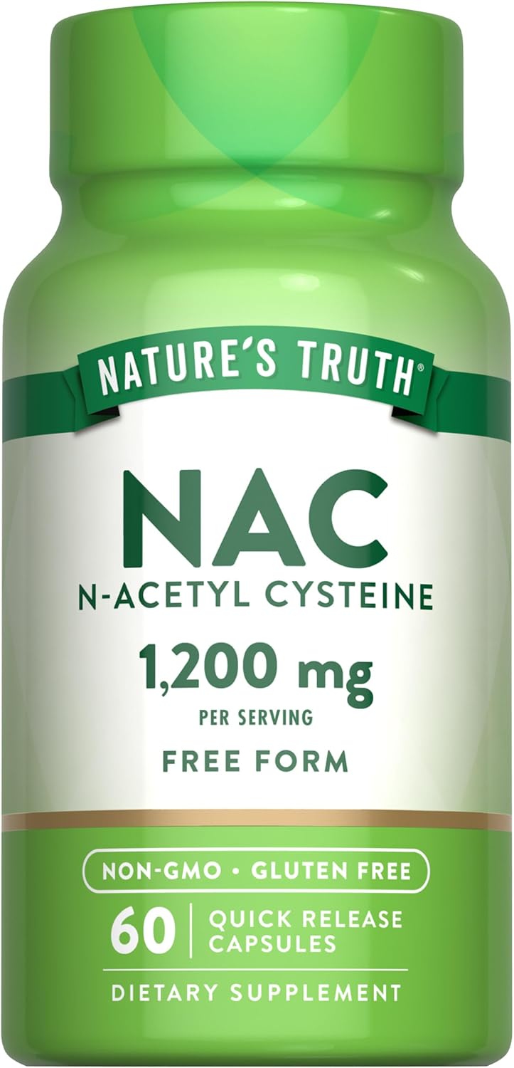1200mg NAC Supplement | 60 Capsules | Free Form Amino Acid | Non-GMO & Gluten Free | N Acetyl Cysteine