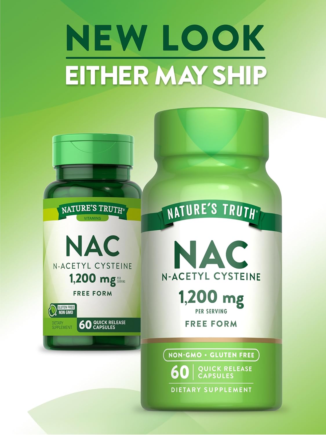 1200mg NAC Supplement | 60 Capsules | Free Form Amino Acid | Non-GMO & Gluten Free | N Acetyl Cysteine