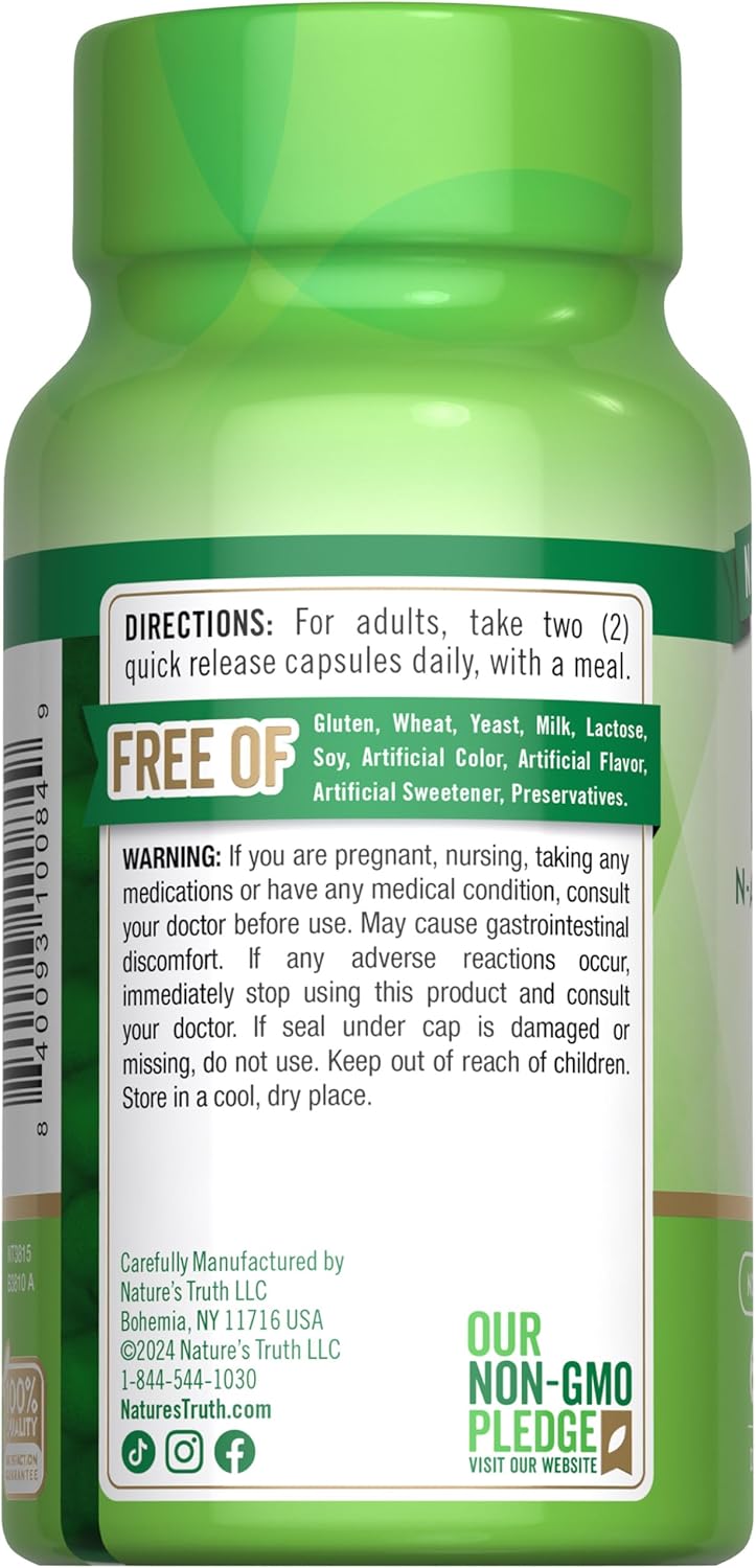 1200mg NAC Supplement | 60 Capsules | Free Form Amino Acid | Non-GMO & Gluten Free | N Acetyl Cysteine