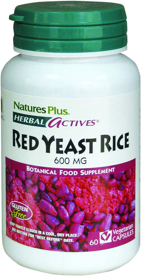 1200mg Natures Plus Red Yeast Rice Capsules - Vegan Cholesterol Support Supplement - Vegetarian & Gluten-Free - 60 Capsules