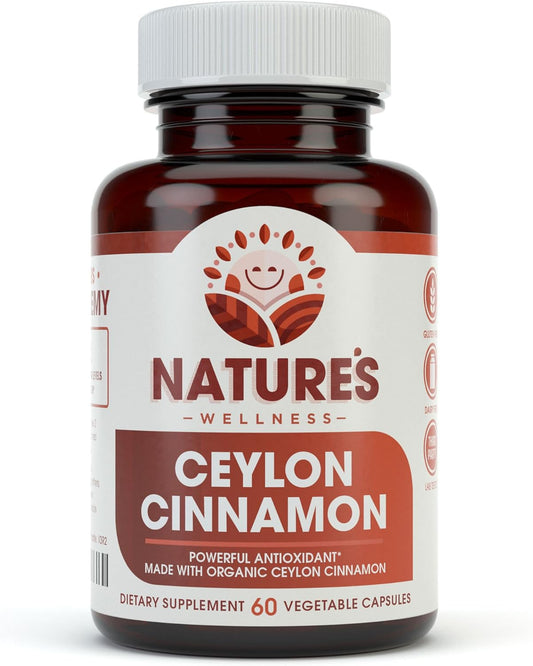 1200mg Organic Ceylon Cinnamon Capsules - Antioxidant for Joint Health - Non-GMO - 60 Capsules