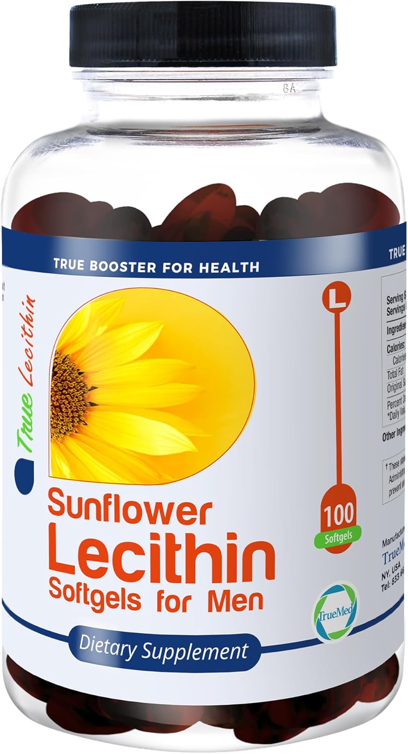 1200mg Sunflower Lecithin Softgels for Brain, Heart, Nerve, and Liver Support - Cognitive Function, Cholesterol, Cardiovascular Health - Non-GMO, High Absorption - 100 Count
