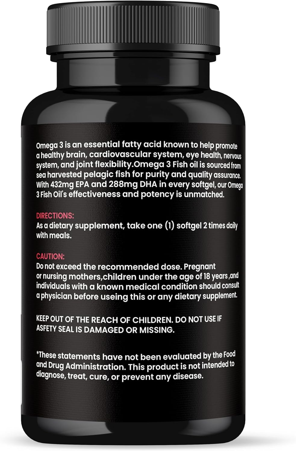 1200mg Triple Strength Omega 3 Fish Oil Supplement from Wild Alaska Pollock - Burpless, High EPA & DHA - 120 Softgels