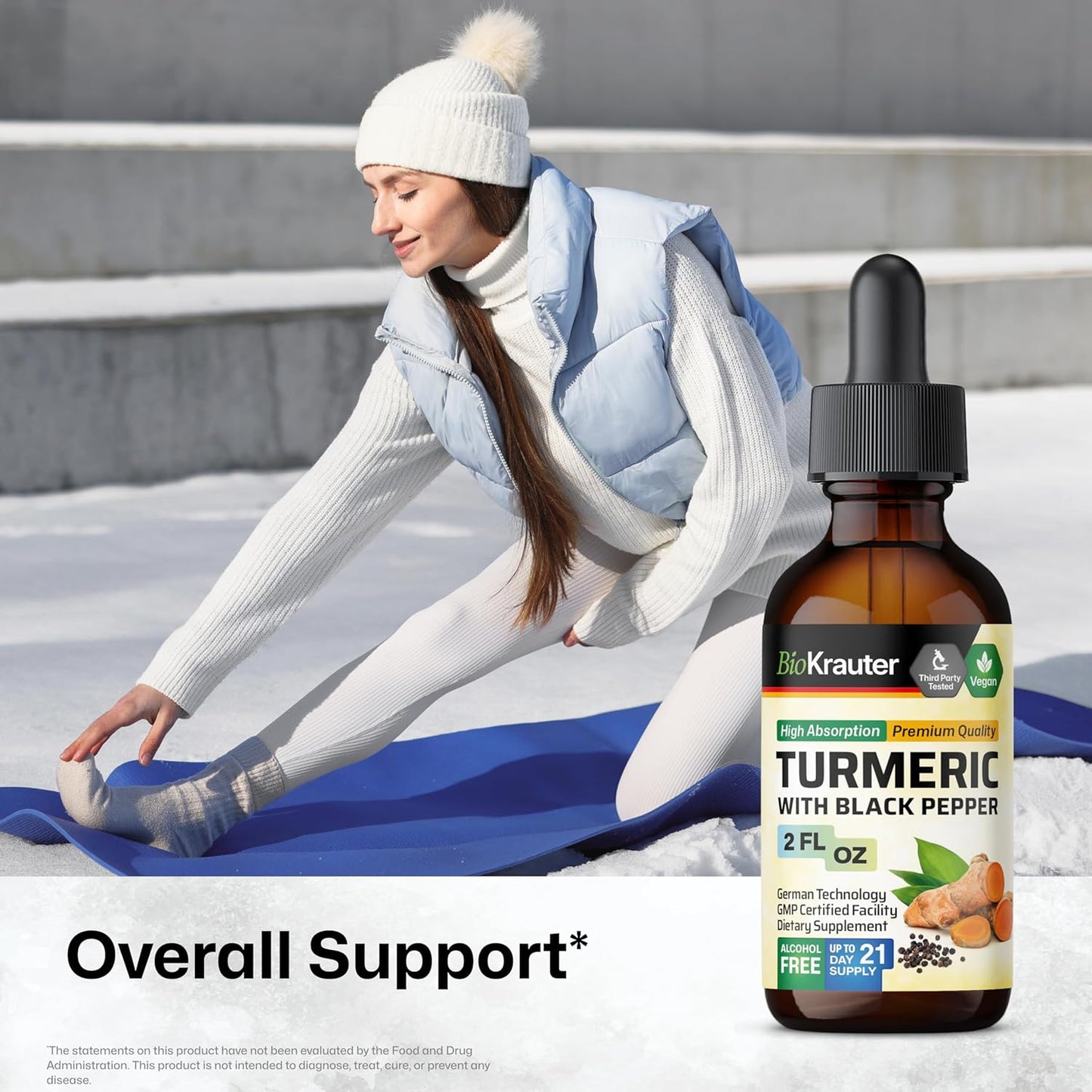 1200mg Turmeric Curcumin Tincture with Black Pepper Extract - Vegan Drops - Alcohol-Free - 2 Fl.Oz.