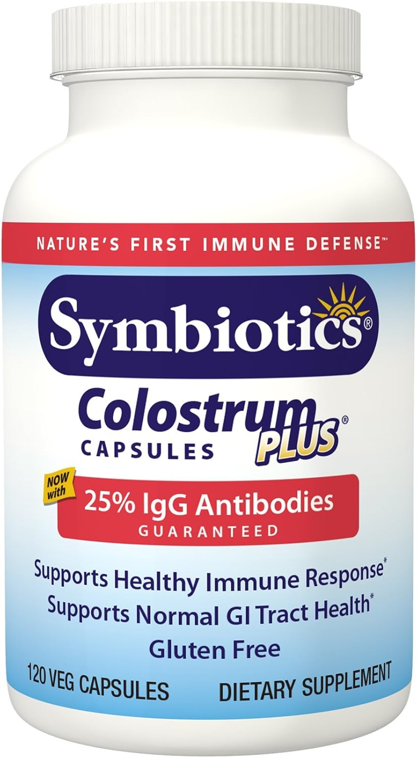 120ct Symbiotics Colostrum Vegetable Capsules - Boost Immunity with Lactoferrin & Immunoglobulin - Gluten Free Colostrum Protein Supplement