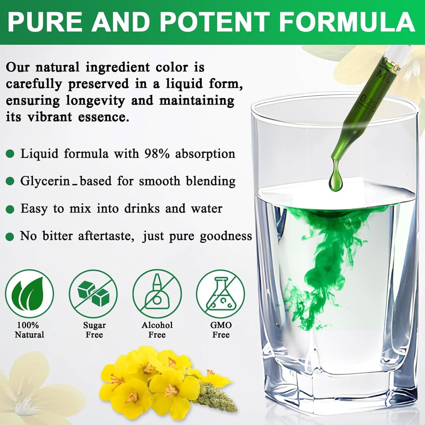 120ML Natural Mullein Leaf Extract Drops for Lung Health and Immune Support