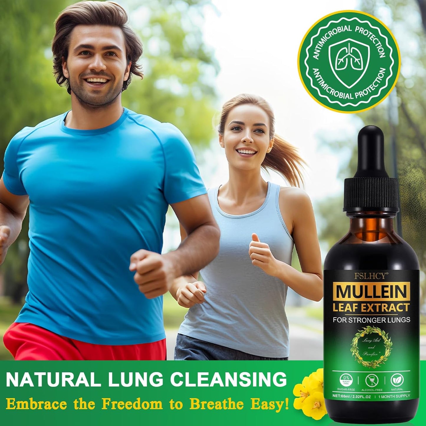 120ML Natural Mullein Leaf Extract Drops for Lung Health and Immune Support