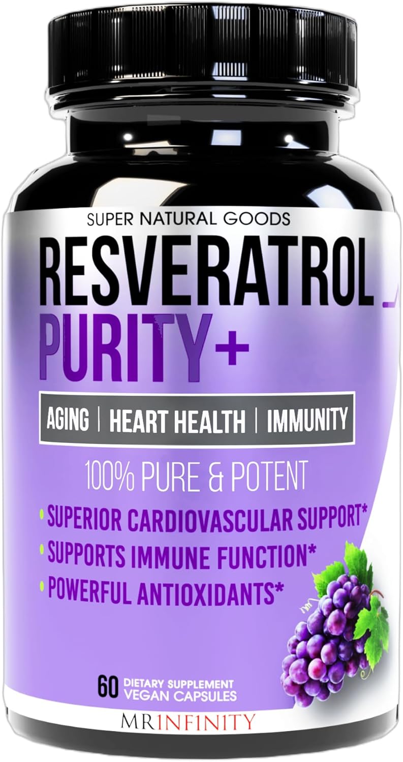 1210mg Trans-Resveratrol Supplement for SIRT1 Activation - Supports Cellular Repair, Longevity, Brain, Heart, DNA - Highly Purified Antioxidant with Anti-Aging Benefits - 60 Capsules